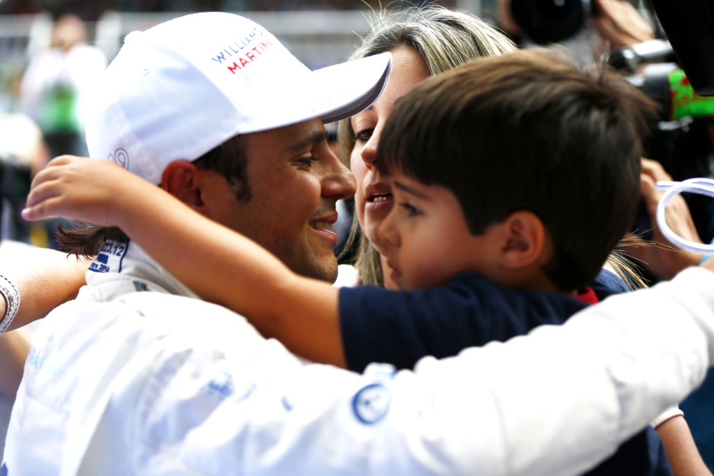 2014 Formula One Austrian Grand Prix, Red Bull Ring, Spielberg, Styria, Austria, 19th - 22nd June 2014. Felipe Massa, Williams F1 Team, hugs his family after qualifying on Pole position ahead of Sunday's race, Portrait, World Copyright: Â© Andrew Hone Photographer 2014.Ref:  _ONY0868