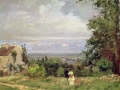 SOU80735 Louveciennes, 1870 (oil on canvas) by Pissarro, Camille (1830-1903); 45.8x55.7 cm; Southampton City Art Gallery, Hampshire, UK; French,  out of copyright