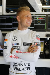 Kevin Magnussen in the garage.