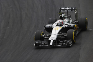 Kevin Magnussen on track.