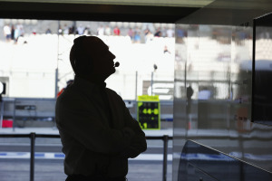 Ron Dennis in the garage.