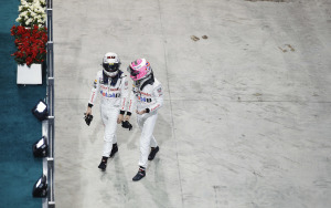 Jenson Button with Kevin Magnussen after the race.