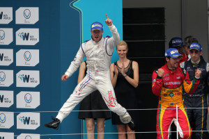 Sam Bird celebrates his first win in Formula E