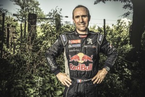 Stephane Peterhansel poses for a portrait at the finish line on stage 12 of Rally Dakar 2015 from Termas Rio Hondo to Rosario Argentina on January 16th, 2015