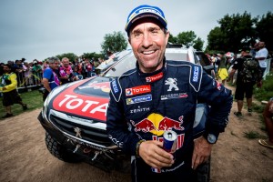 Stephane Peterhansel  is seen at the finish line of Rally Dakar 2015 in Baradero, Argentina on January 17th, 2015