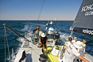 January 6, 2015. Leg 3 onboard Team Brunel. All hands on deck for a gybe