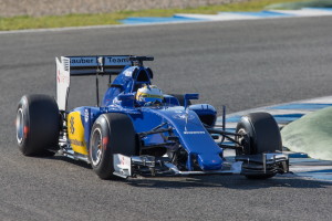 Marcus Ericsson i sin Sauber C34 under första testdagen i Jerez