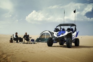 YXZ1000R Racing Blue as depicted is equipped with genuine Yamaha accessories.