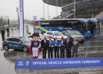 Hyundai & Kia UEFA EURO 2016™- Official Vehicle Handover Ceremony at Stade de France in Paris, France, 30th May 2016. Photo by Gero Breloer/ Hyundai & Kia