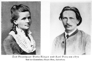 Das Brautpaar Bertha Ringer und Carl Benz im Jahre 1870.