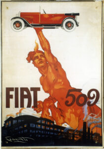 01_Manifesto pubblicitario, Centauro con la Fiat 509, Codognato, 1925