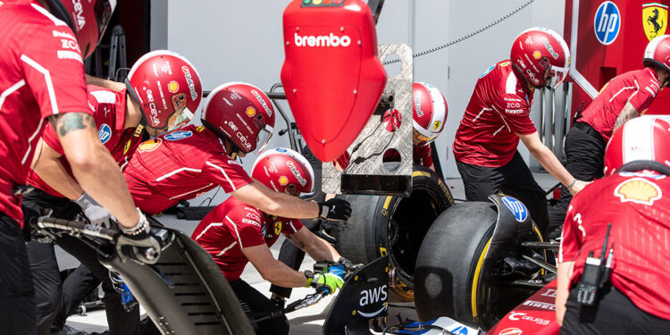 Miami, USA. 01-04 May 2025. F1 World Championship 2025. Crypto.com Miami Grand Prix. Ferrari pit-stop test.